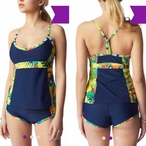 Navy Pineapple Racerback Tankini Top Women